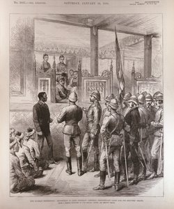 The Burmah Deposition of King Theebaw: General Prendergast Gives Him Ten Minutes Grace, from The Illustrated London News